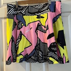 Simplicitie Inc. Pink and Yellow Abstract Skater Skirt